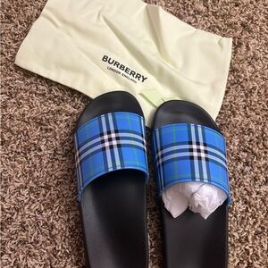 Burberry Black Sole Slides with Dust Bag